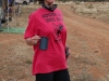 Day 2 Morning Stage - Robin displays her hard earned \'Goose of the Day\' tshirt. A much sought after award